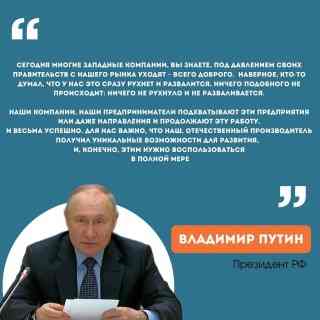 Владимир Путин пожелал отечественным производителям реализовать возможности для развития